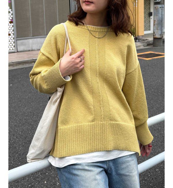 Lbc with Life「ミニブークレサイドスリットニット」|カーディガン|