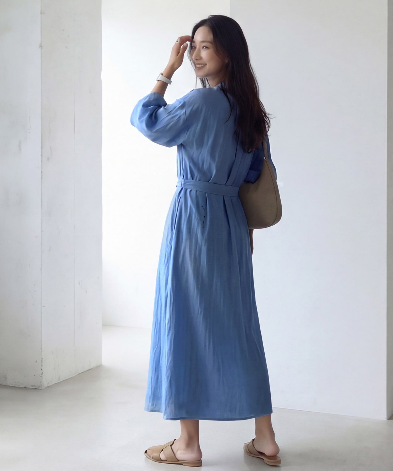 STYLE DELI「綿麻混紡ベルテッドシャツワンピース」|ワンピース|