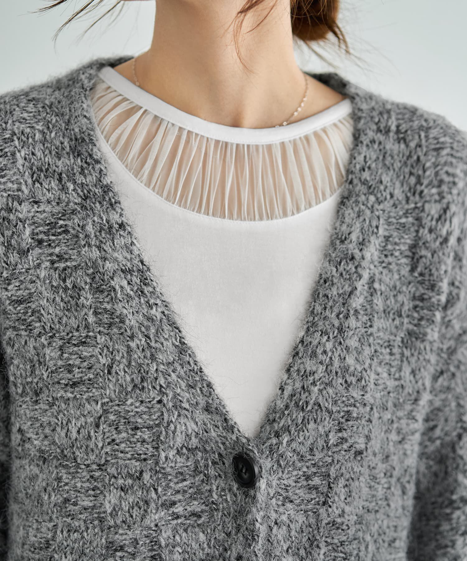 STYLE DELI「モヘア風ミックスニットゆったりカーディガン」|カーディガン|