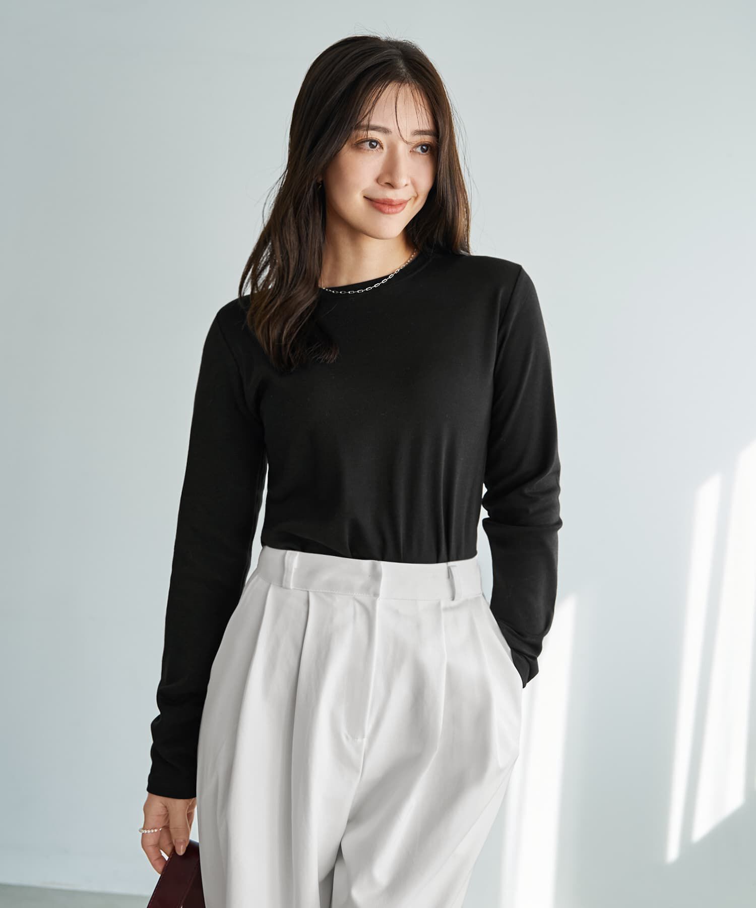 STYLE DELI「シンプルなフラットカットソートップス」|Tシャツ・カットソー|ブラック