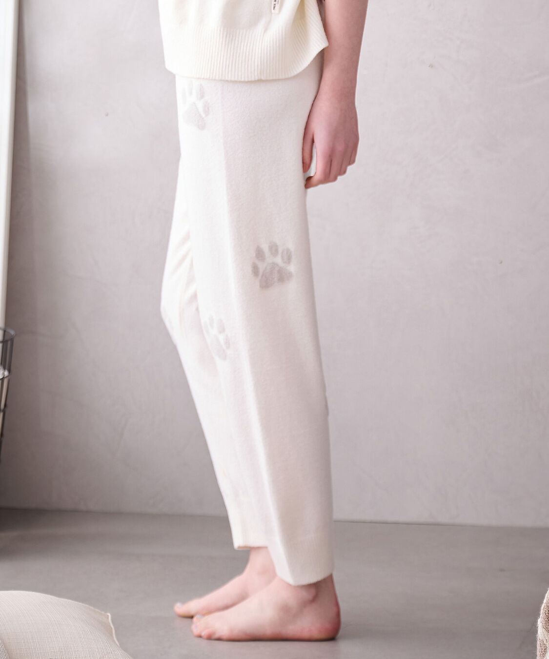 PAUL&JOE「ランダム猫足跡　夏ニットロングパンツ」|ルームウェア|