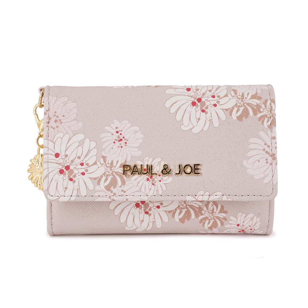 PAUL&JOE「名刺入れ／クリザンテーム　ラメ　／ＰＡＵＬ　＆　ＪＯＥ」|定期入れ|ベージュ