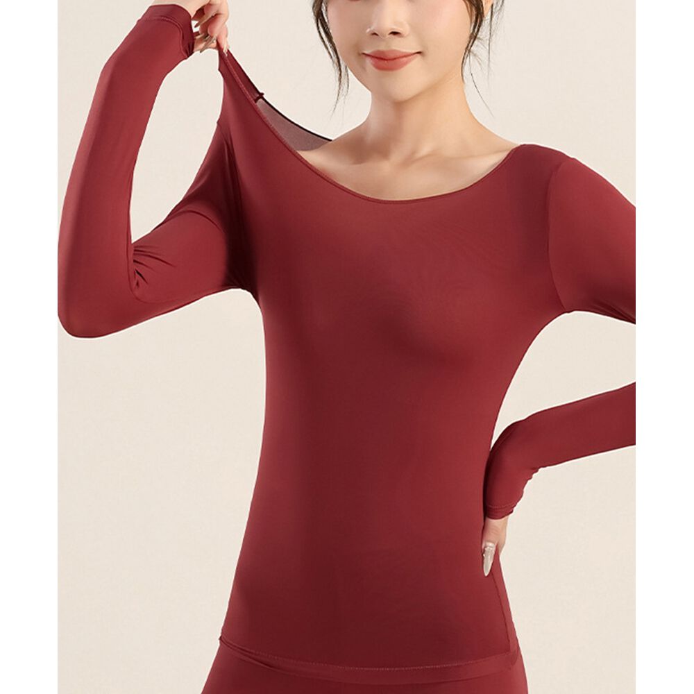 BACKYARD FAMILY「発熱インナー 長袖 通販 インナーシャツ 下着シャツ あったかインナー 肌着 あったか」|インナー|レッド1