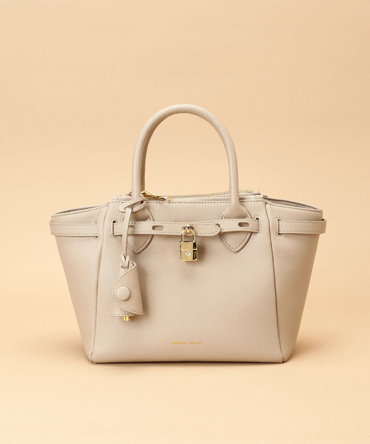 Samantha Thavasa「ベルトデザイン サマンサアゼル 中サイズ」|ハンドバッグ|グレージュ