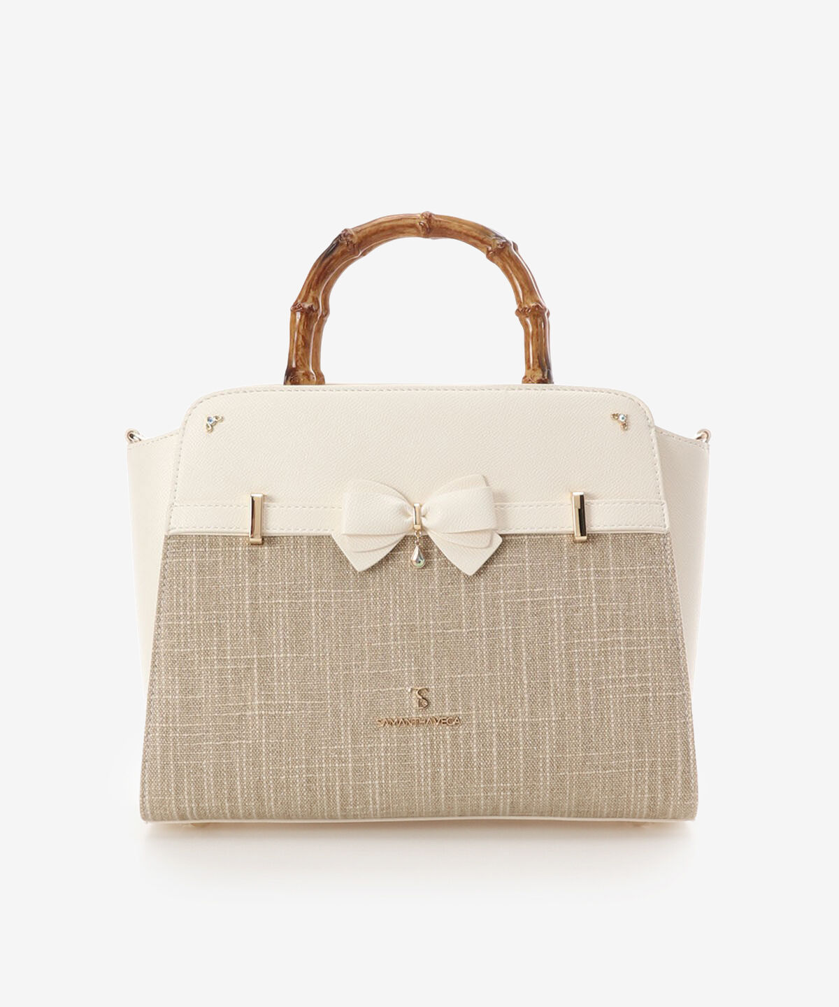Samantha Vega「マテリアルアクセントリボンハンドバッグ」|ハンドバッグ|ホワイト
