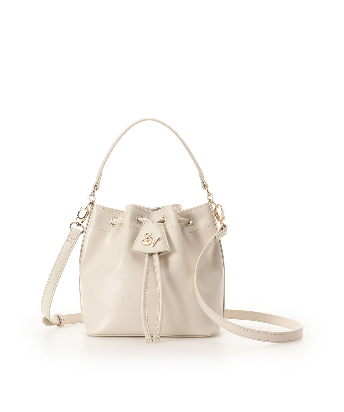 Samantha Vega「ロゴ金具巾着バッグ」|ショルダー・メッセンジャー|オフホワイト