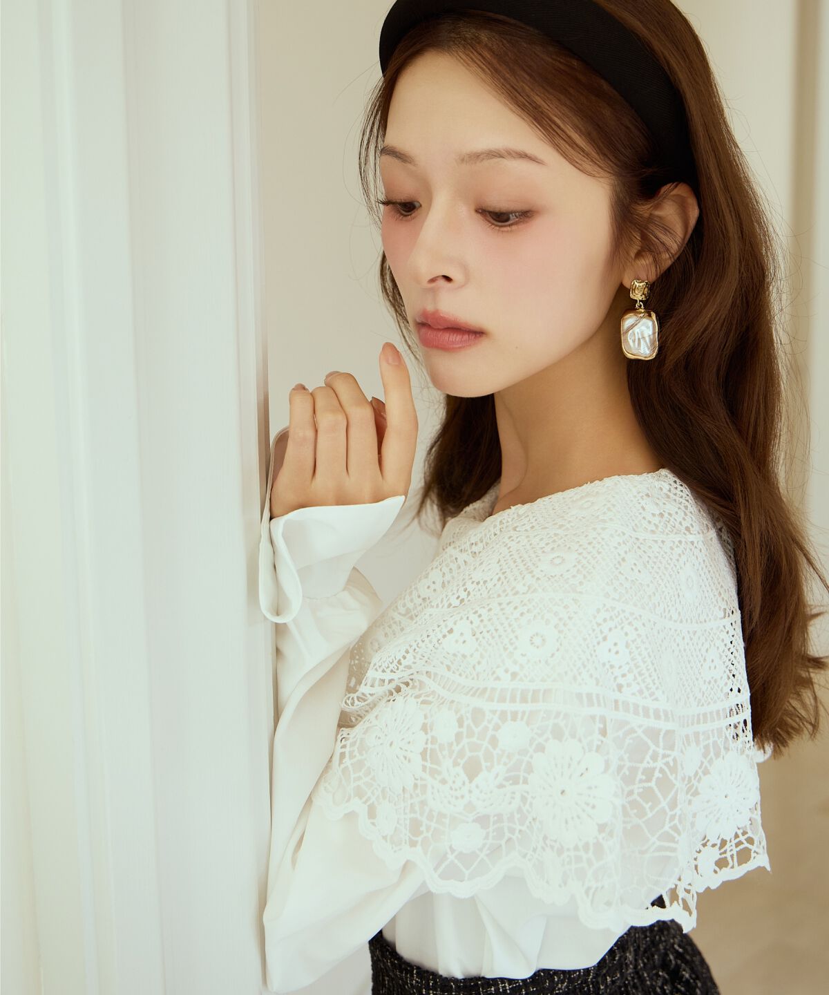 アンドクチュール「レースカラーブラウス」|シャツ・ブラウス|