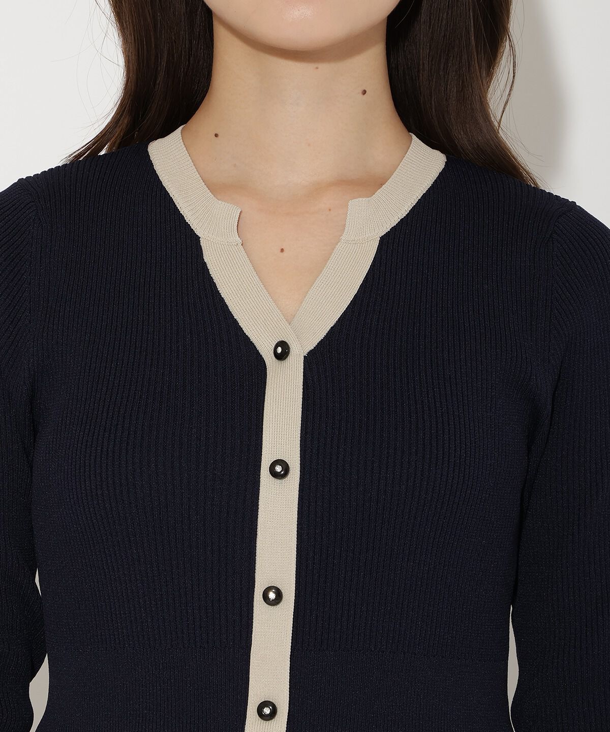 アンドクチュール「配色ニットドッキングワンピース」|ワンピース|