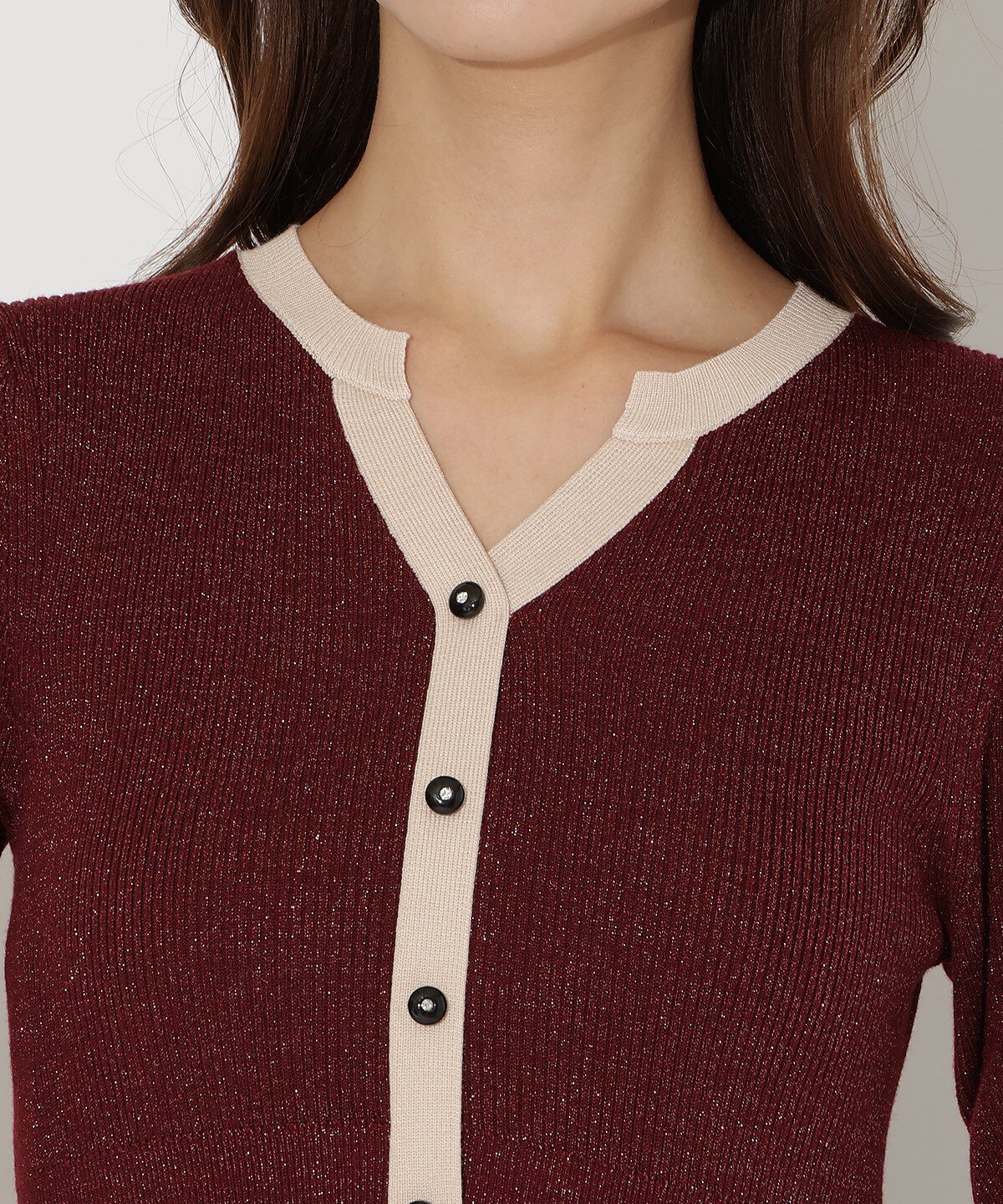 アンドクチュール「ラメ入り配色ドッキングワンピース」|ワンピース|