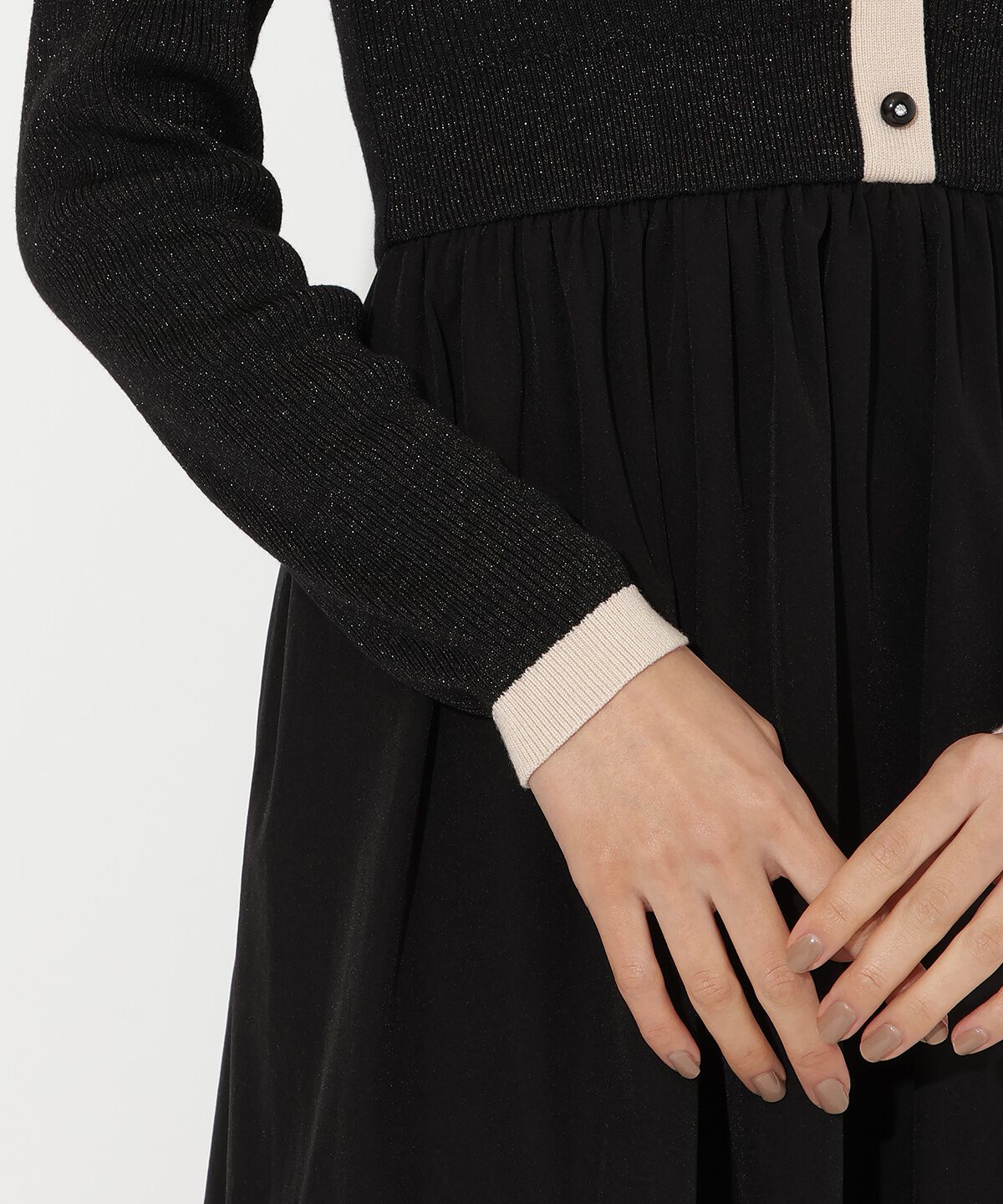 アンドクチュール「ラメ入り配色ドッキングワンピース」|ワンピース|