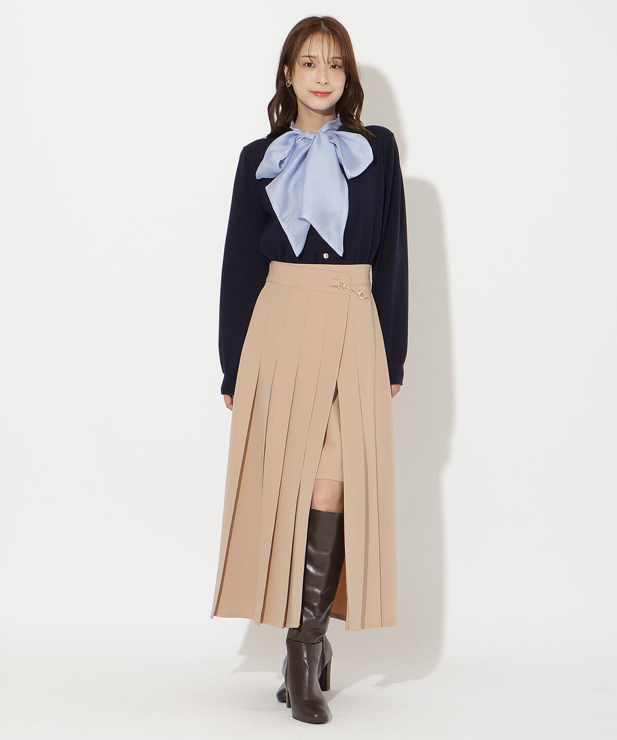 アンドクチュール「アシメプリーツスカート」|フレア|