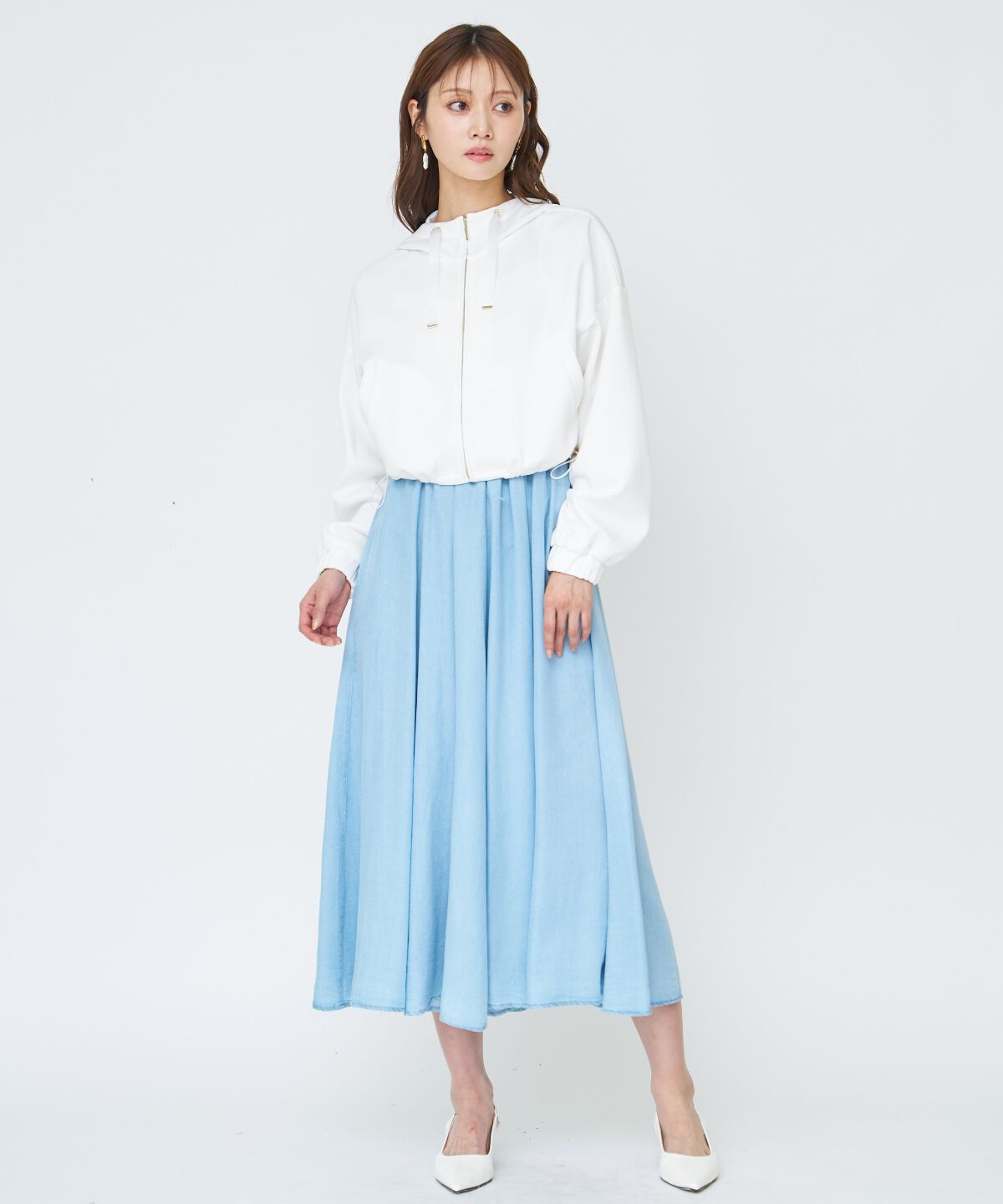 アンドクチュール「ロゴ刺繍ZIPパーカー」|パーカー|