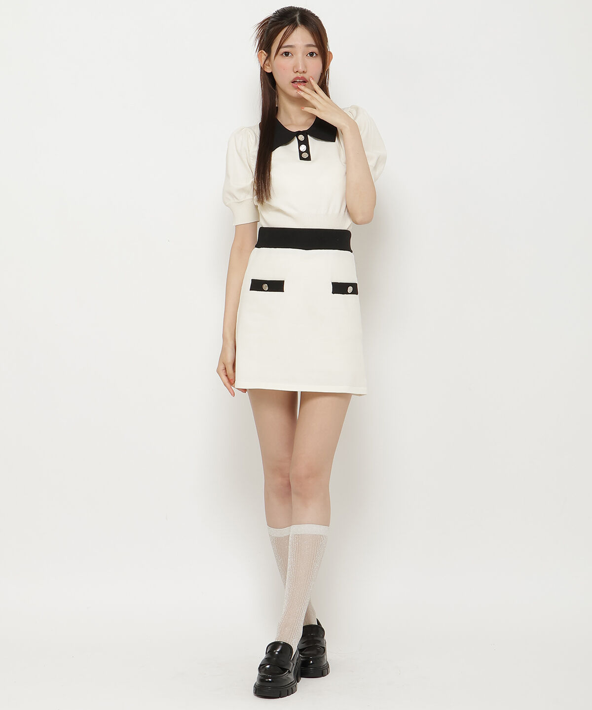 REDYAZEL「衿つきバイカラーニットトップス」|ニット・セーター|