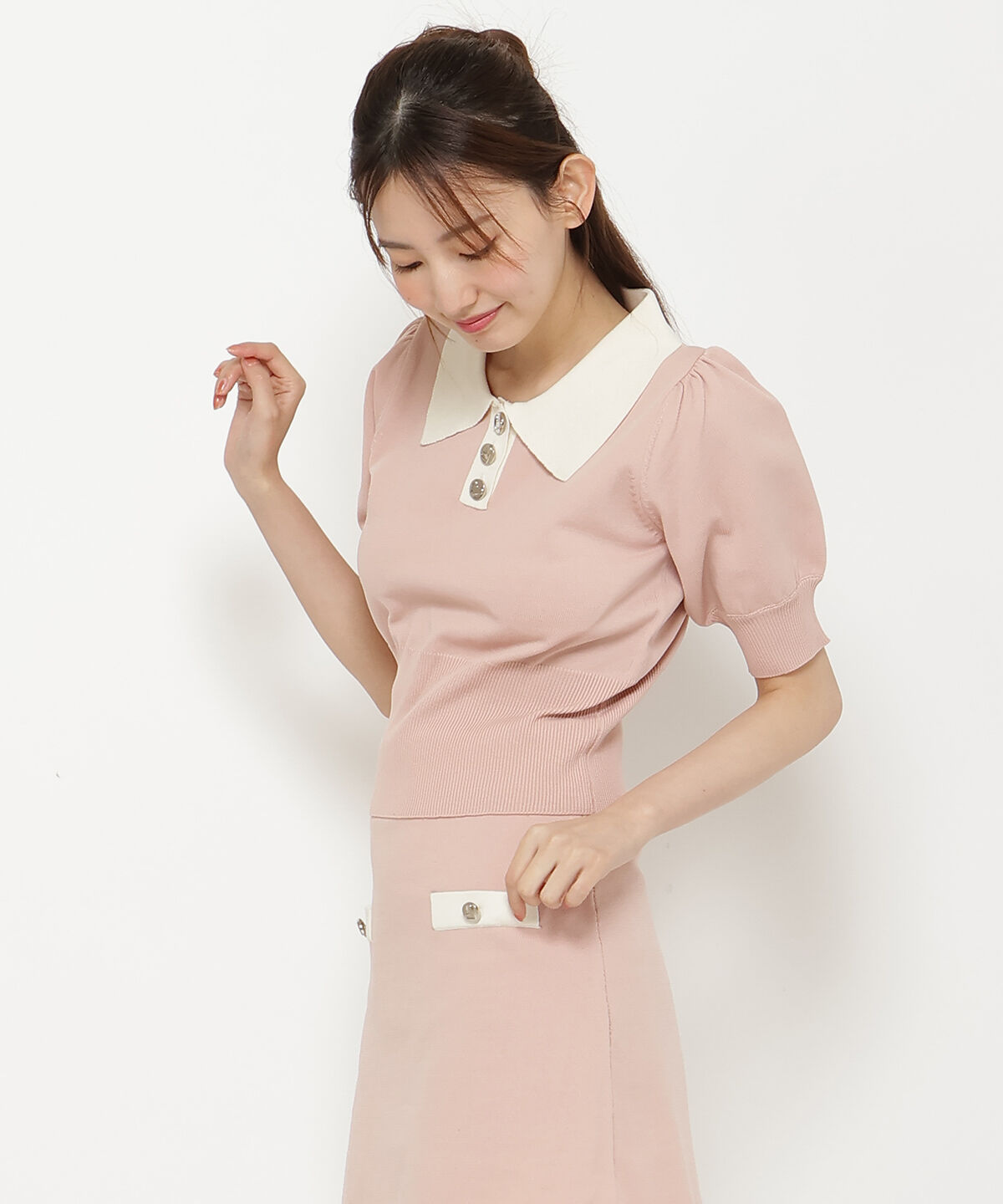 REDYAZEL「衿つきバイカラーニットトップス」|ニット・セーター|