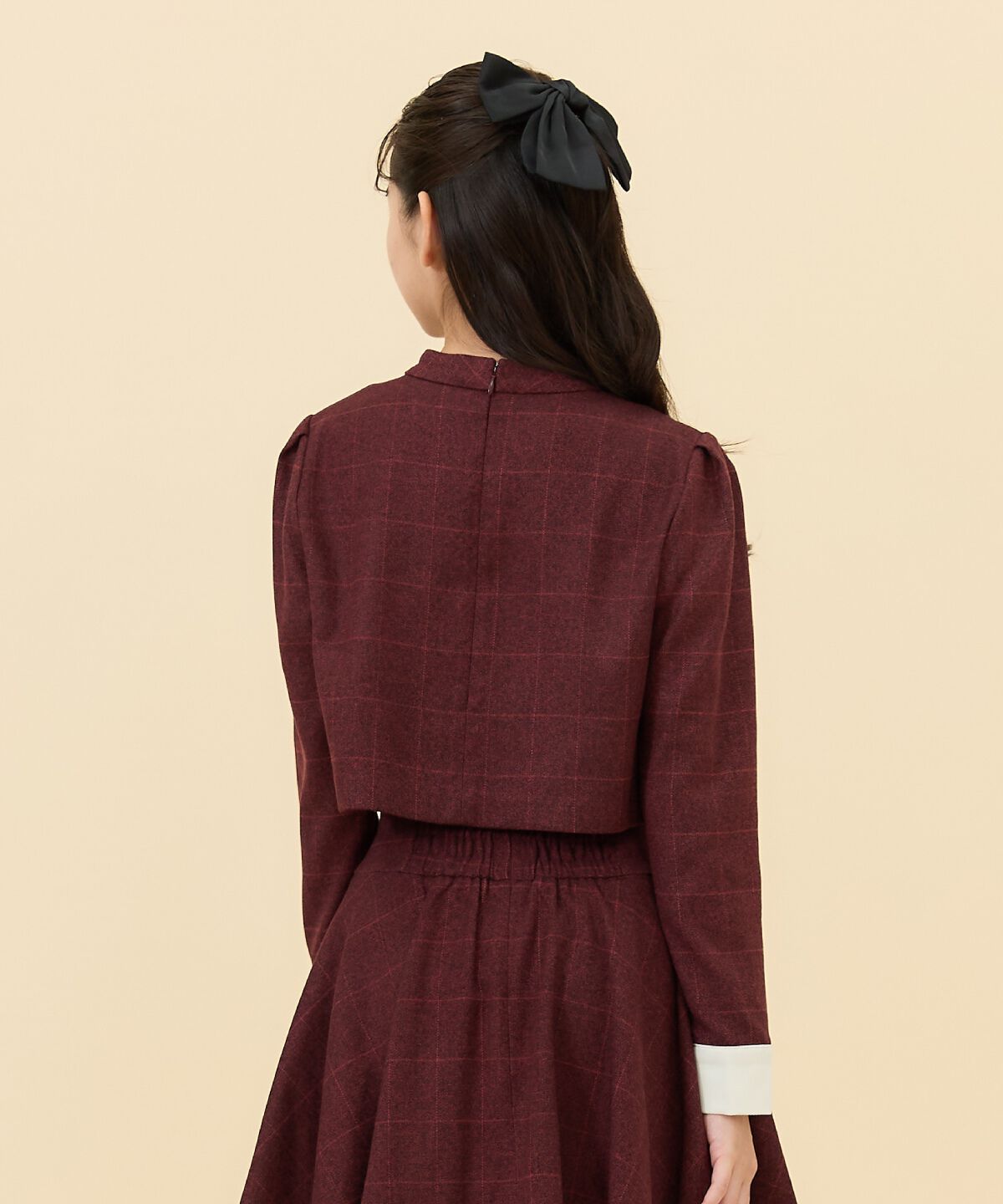 REDYAZEL「バイカラーチェックスタンドトップス」|シャツ・ブラウス|