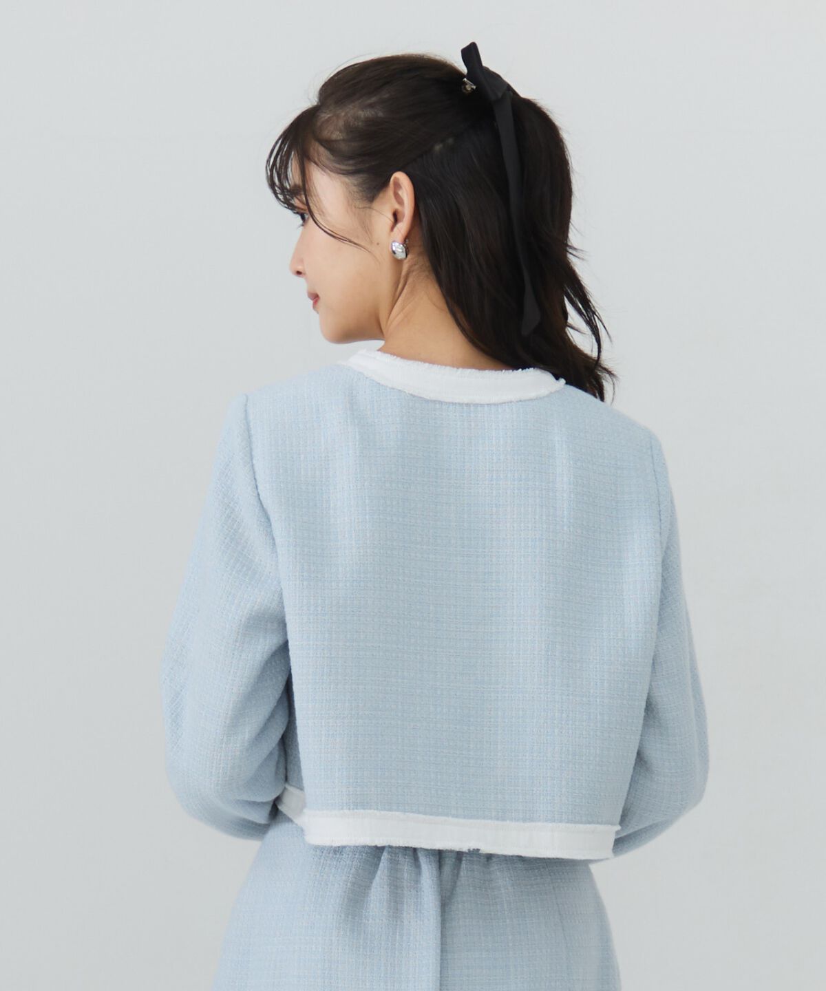 REDYAZEL「ファンシーツイードジャケット」|ノーカラージャケット|