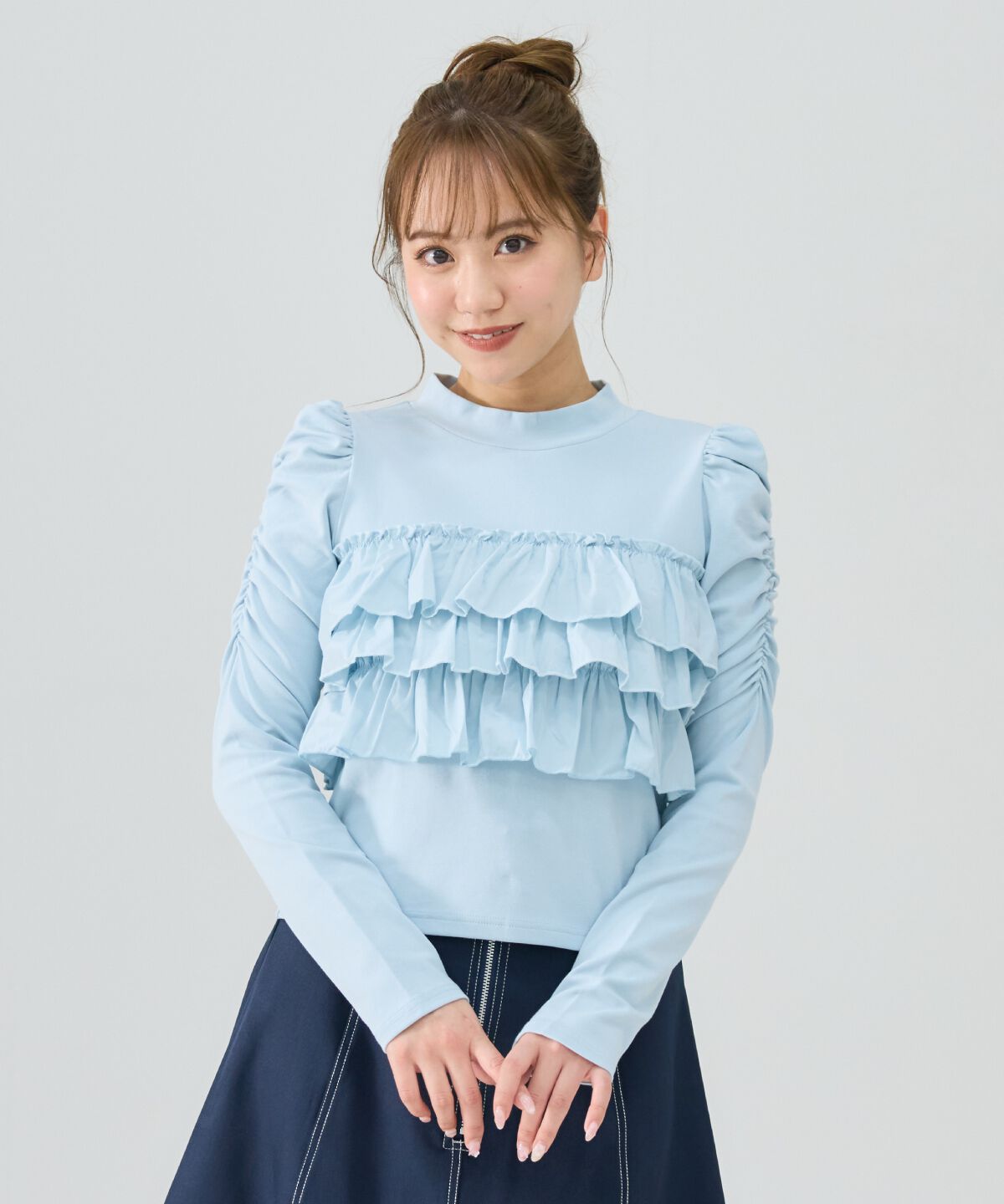 REDYAZEL「異素材フリルトップス」|Tシャツ・カットソー|