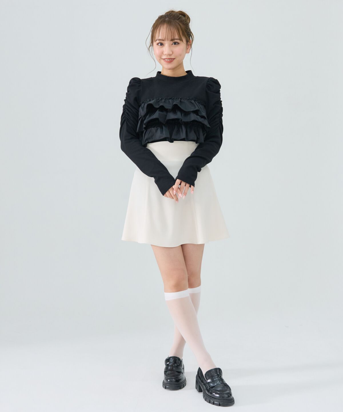 REDYAZEL「異素材フリルトップス」|Tシャツ・カットソー|