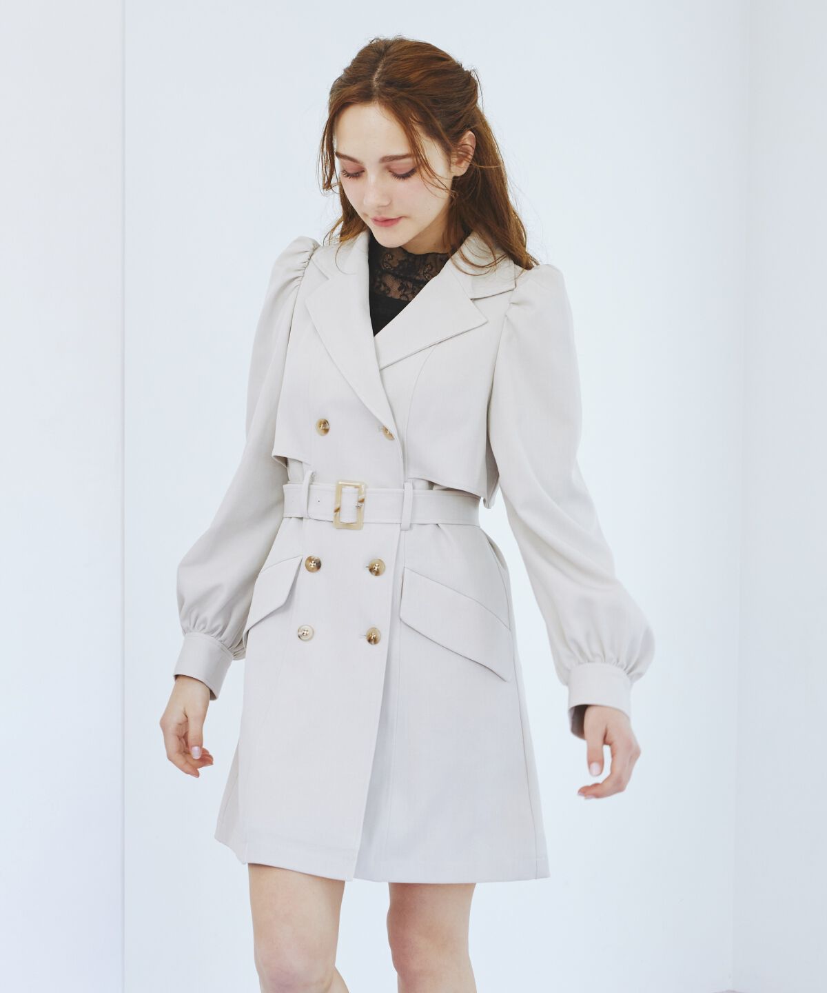 REDYAZEL「パフスリーブミニトレンチコート」|トレンチコート|