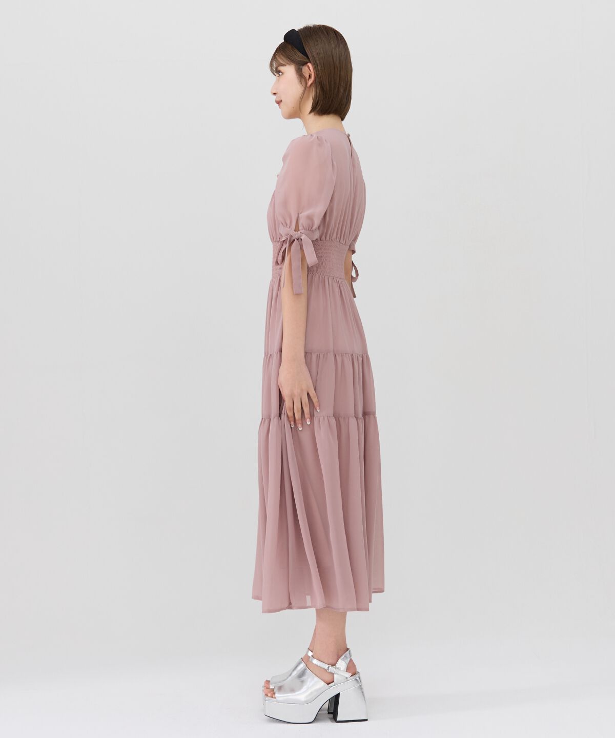 REDYAZEL「リボンスリーブティアードワンピース」|ワンピース|