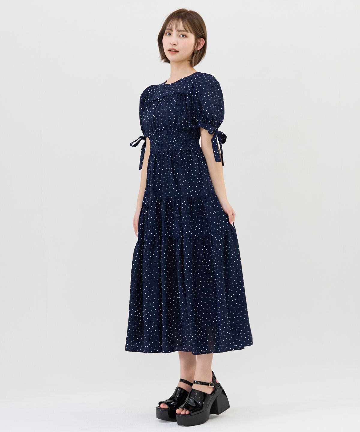 REDYAZEL「リボンスリーブティアードワンピース」|ワンピース|