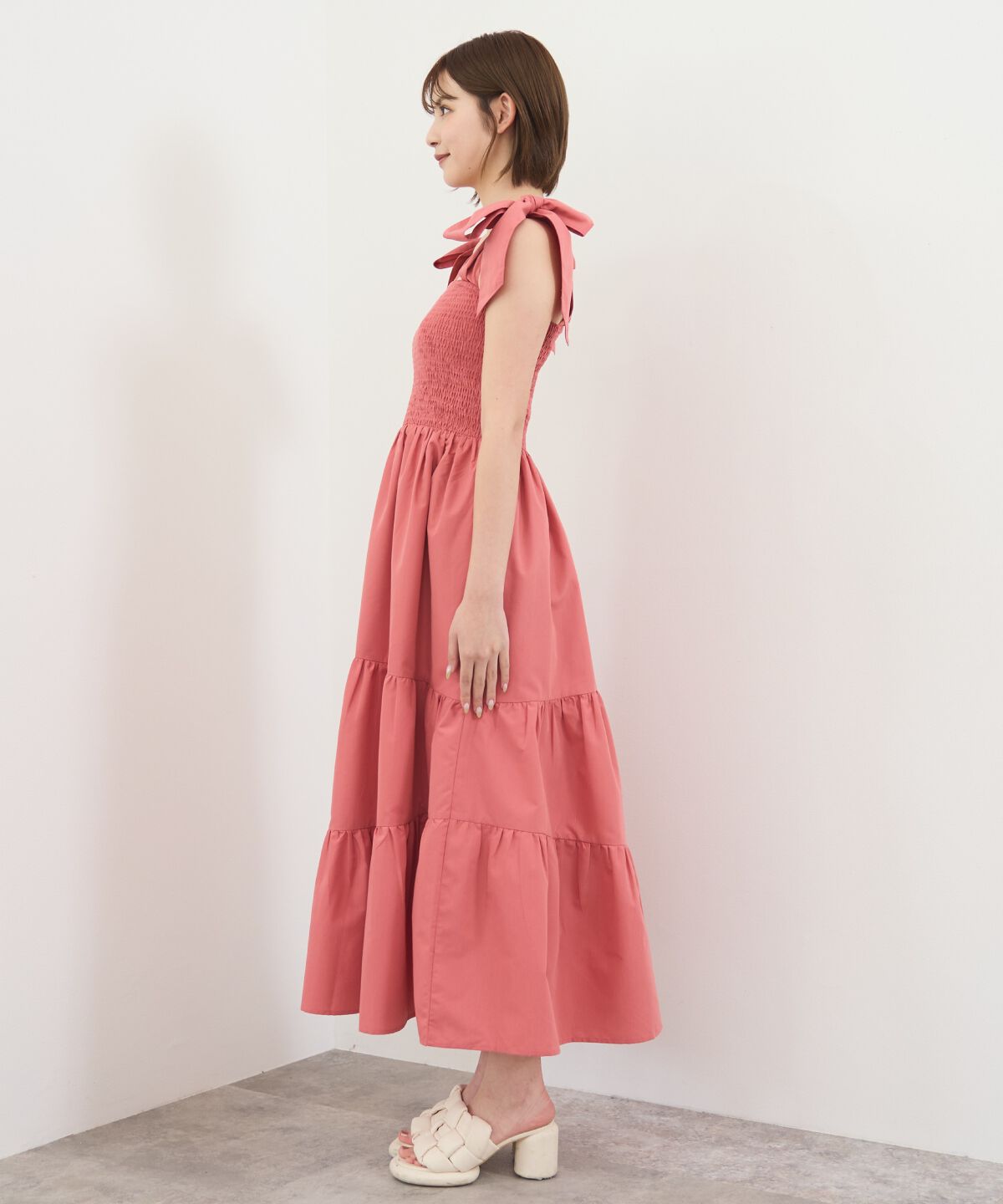 REDYAZEL「リボンショルダーティアードワンピース」|ワンピース|