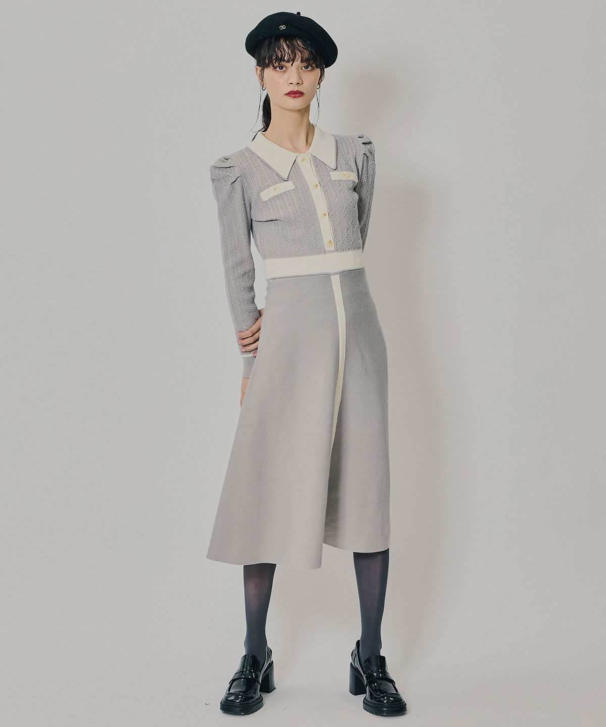 REDYAZEL「マルチケーブルバイカラーニットワンピース」|ワンピース|