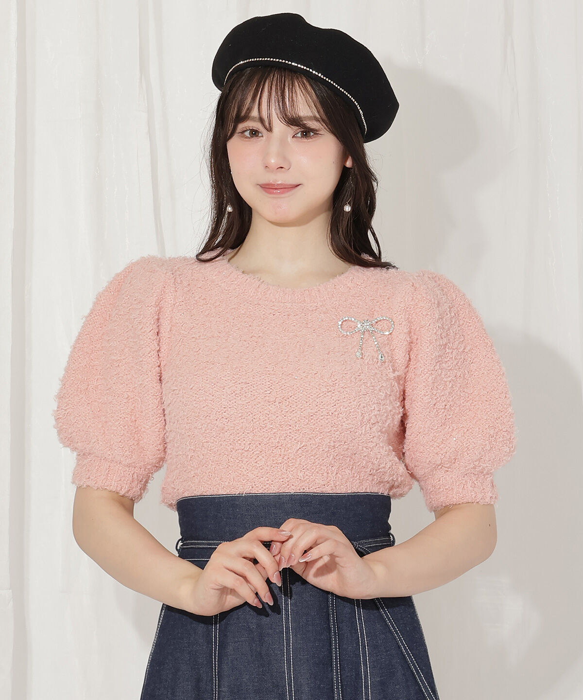 WILLSELECTION「リボンブローチ付きテディヤーンニット」|ニット・セーター|