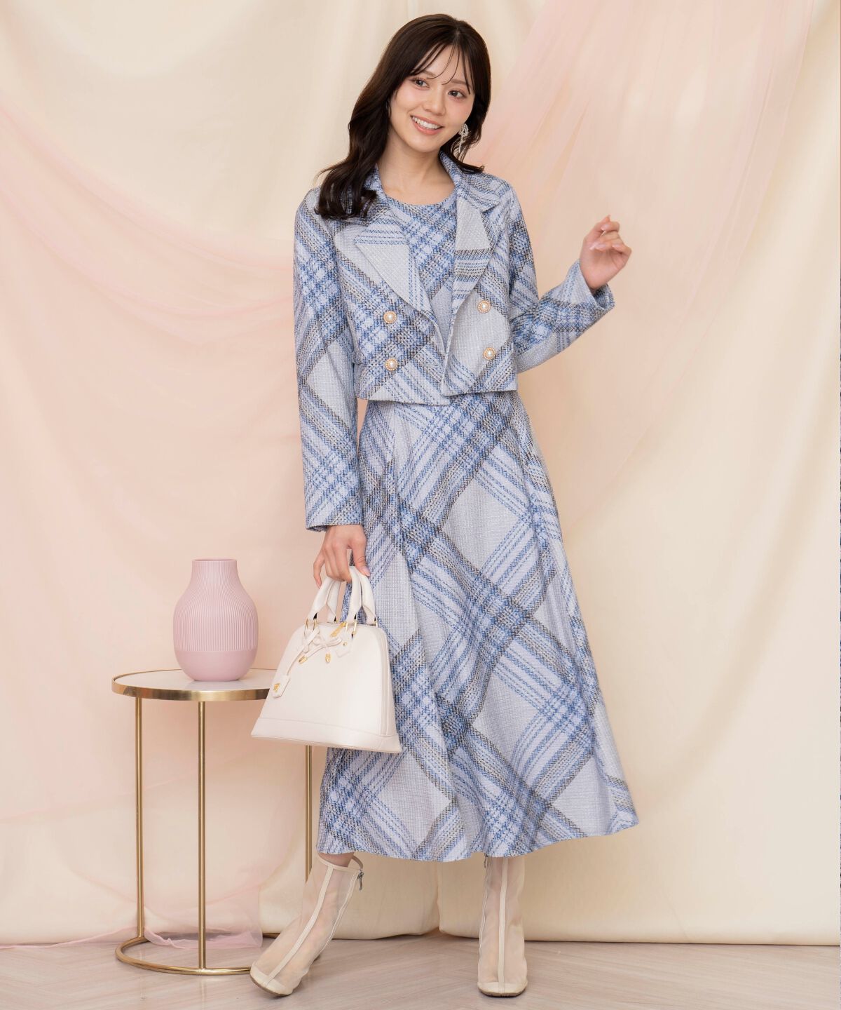 WILLSELECTION「ツイードチェックノースリーブワンピース」|ワンピース|