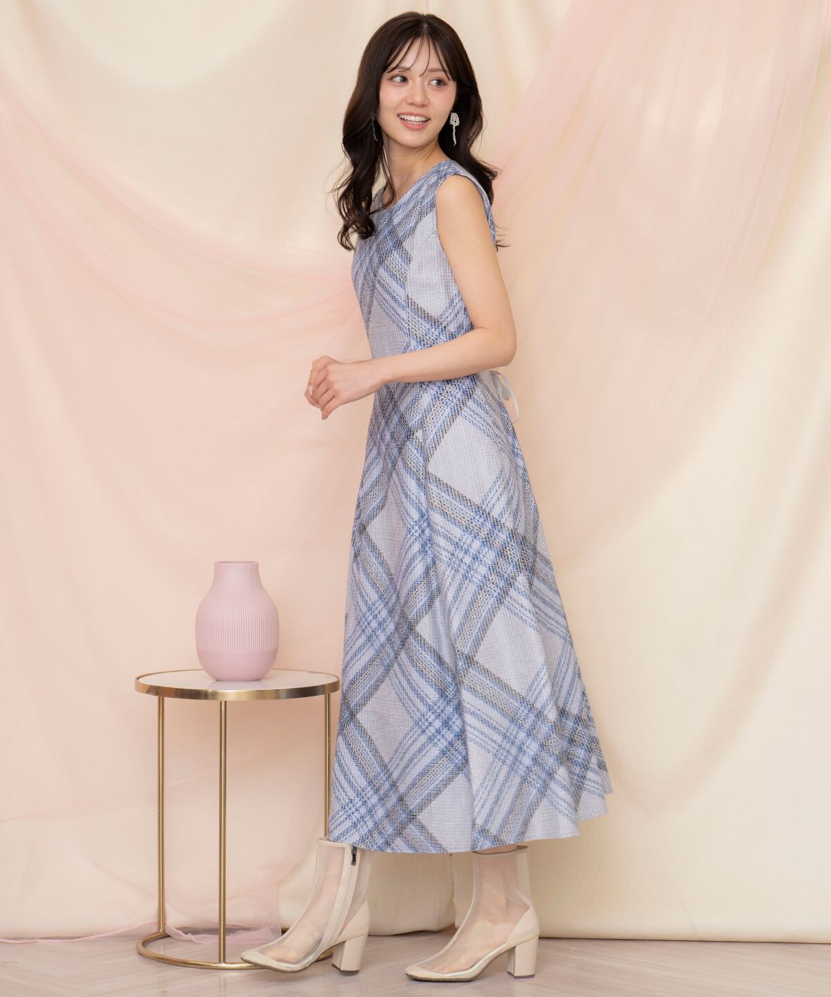 WILLSELECTION「ツイードチェックノースリーブワンピース」|ワンピース|