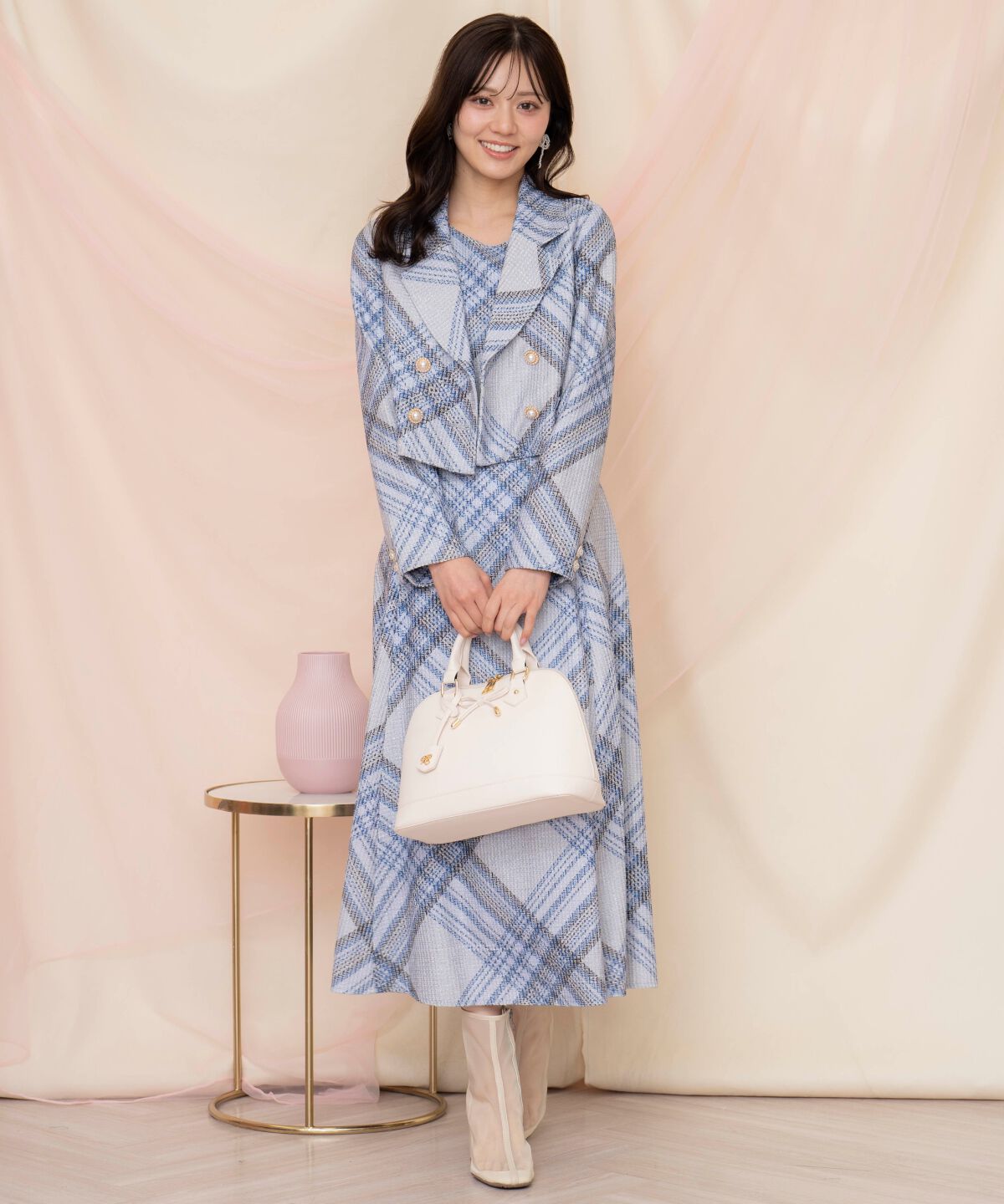 WILLSELECTION「ツイードチェックノースリーブワンピース」|ワンピース|