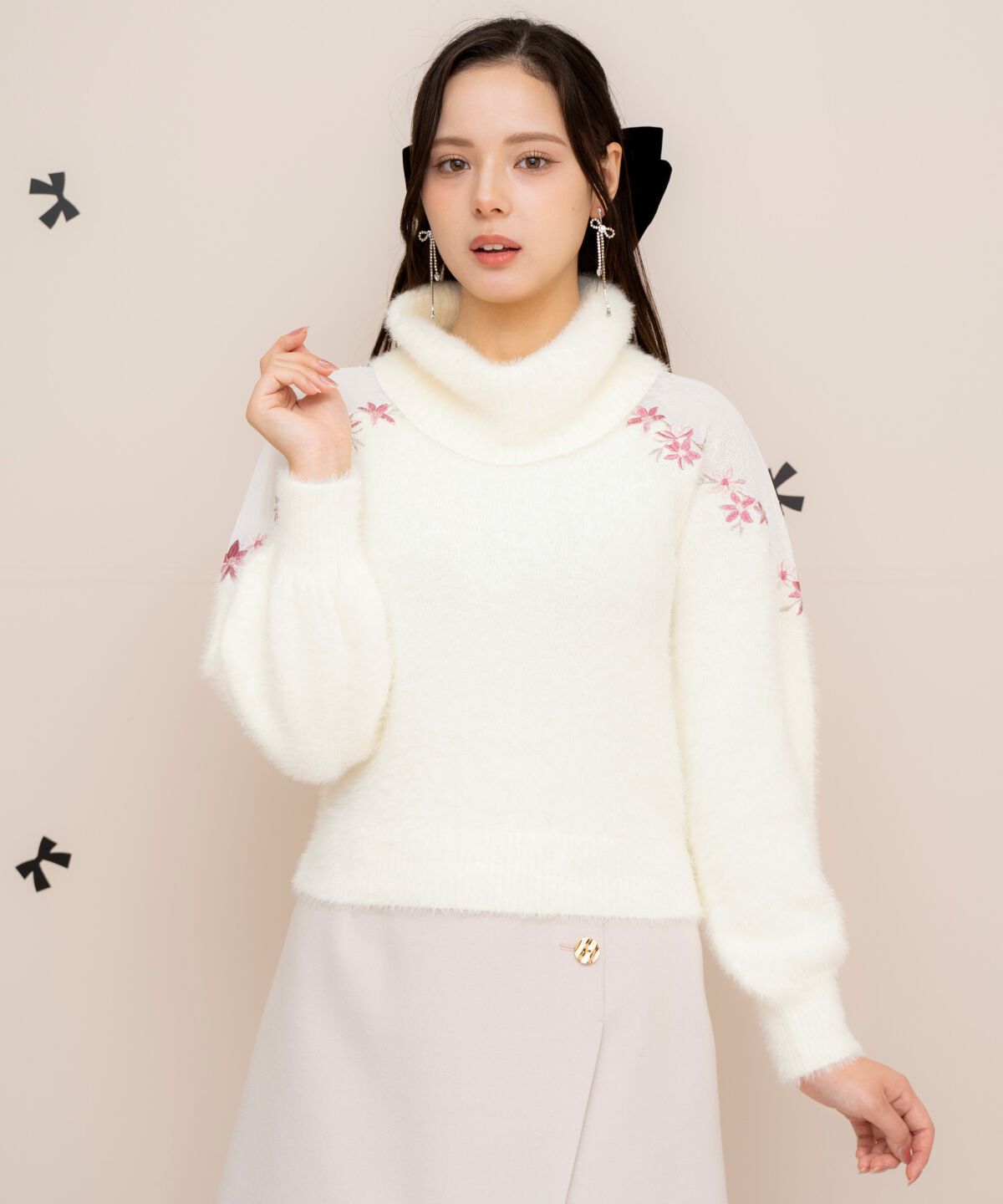 WILLSELECTION「刺繍シャギーニットプルオーバー」|ニット・セーター|