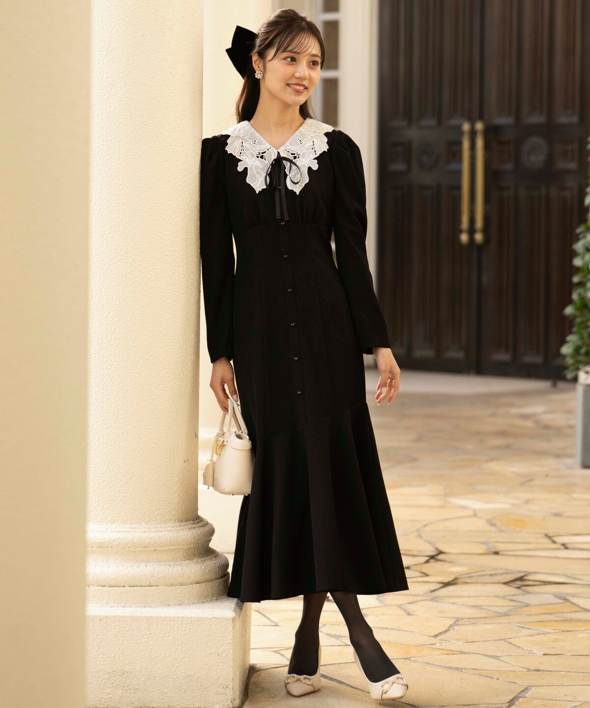 WILLSELECTION「レースカラーマーメイドワンピース」|ワンピース|ブラック