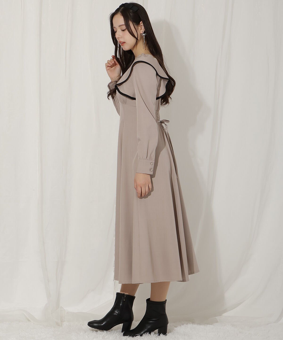 WILLSELECTION「配色パイピングフリルワンピース」|ワンピース|