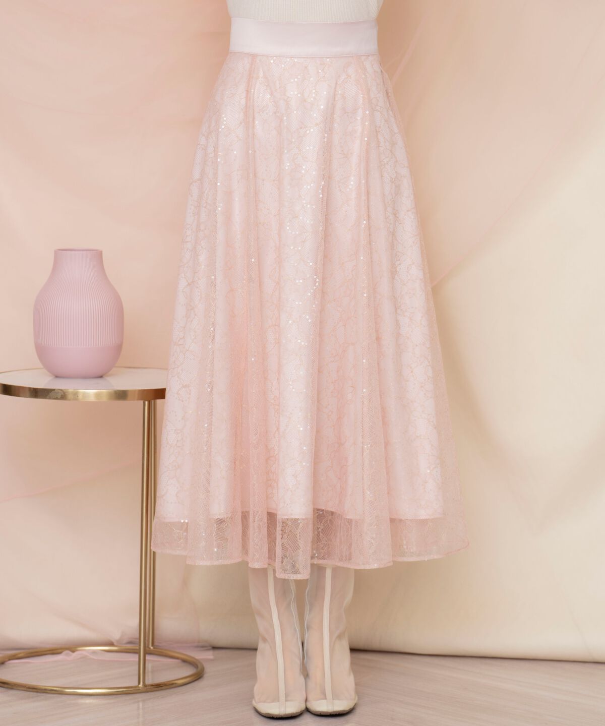 WILLSELECTION「スパンコール付きチュールスカート」|フレア|