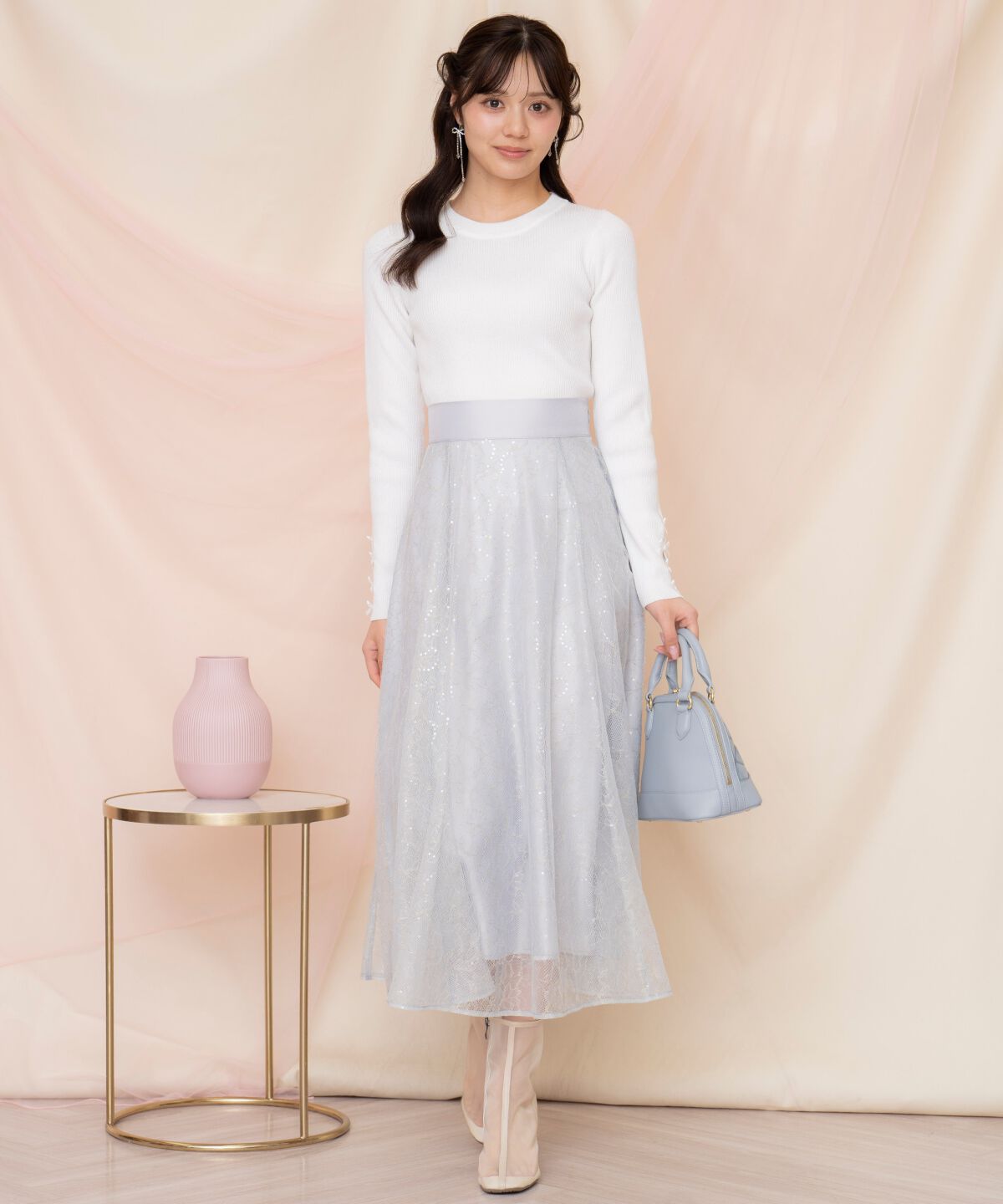 WILLSELECTION「スパンコール付きチュールスカート」|フレア|