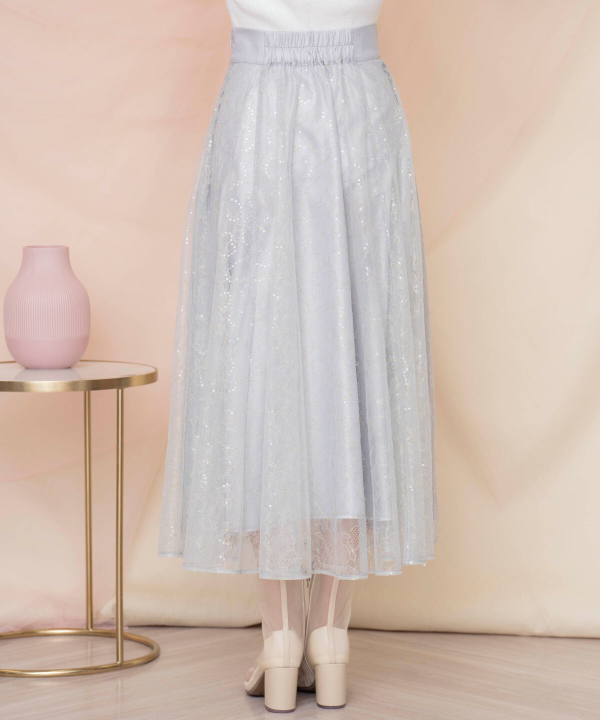 WILLSELECTION「スパンコール付きチュールスカート」|フレア|