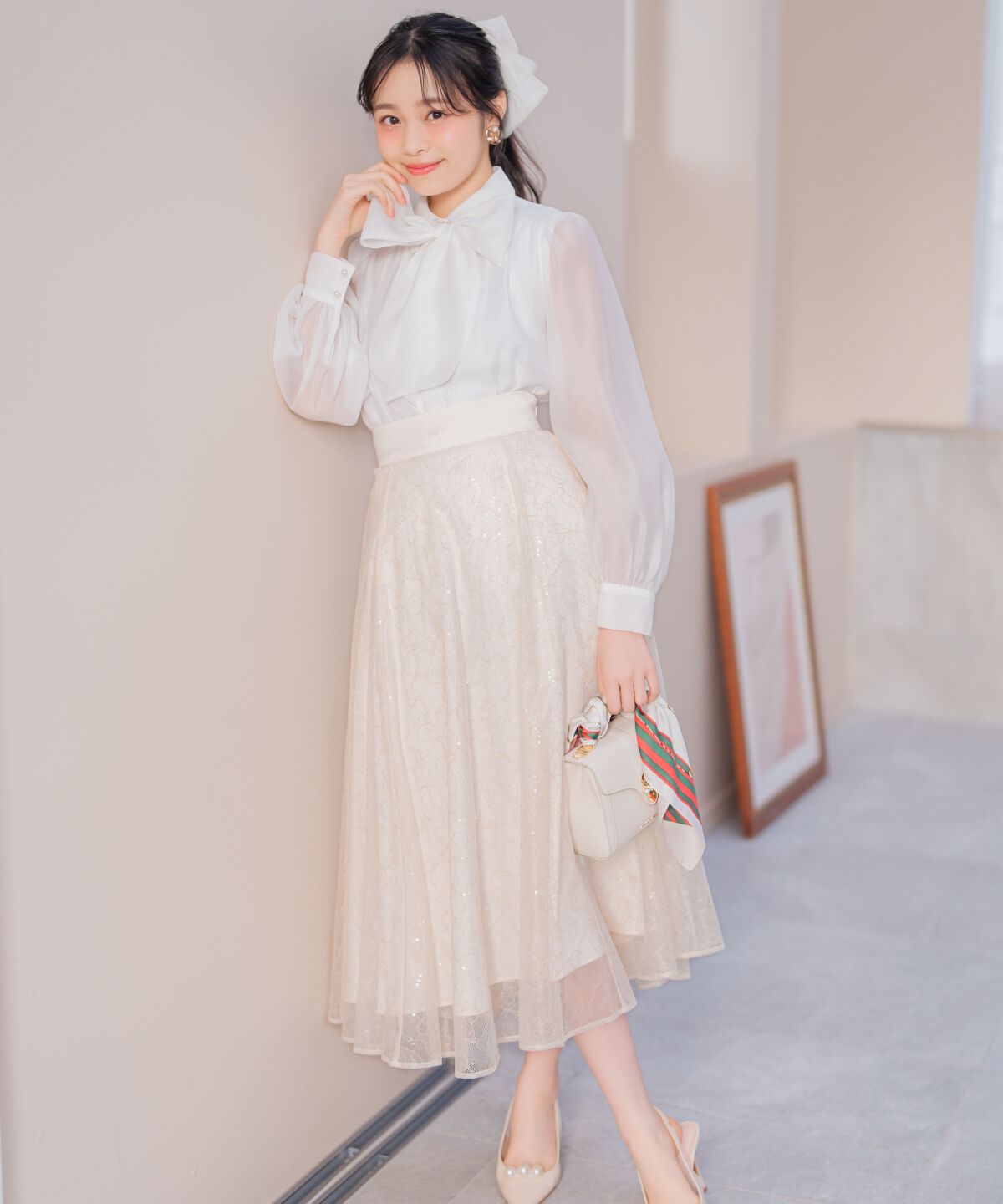 WILLSELECTION「スパンコール付きチュールスカート」|フレア|