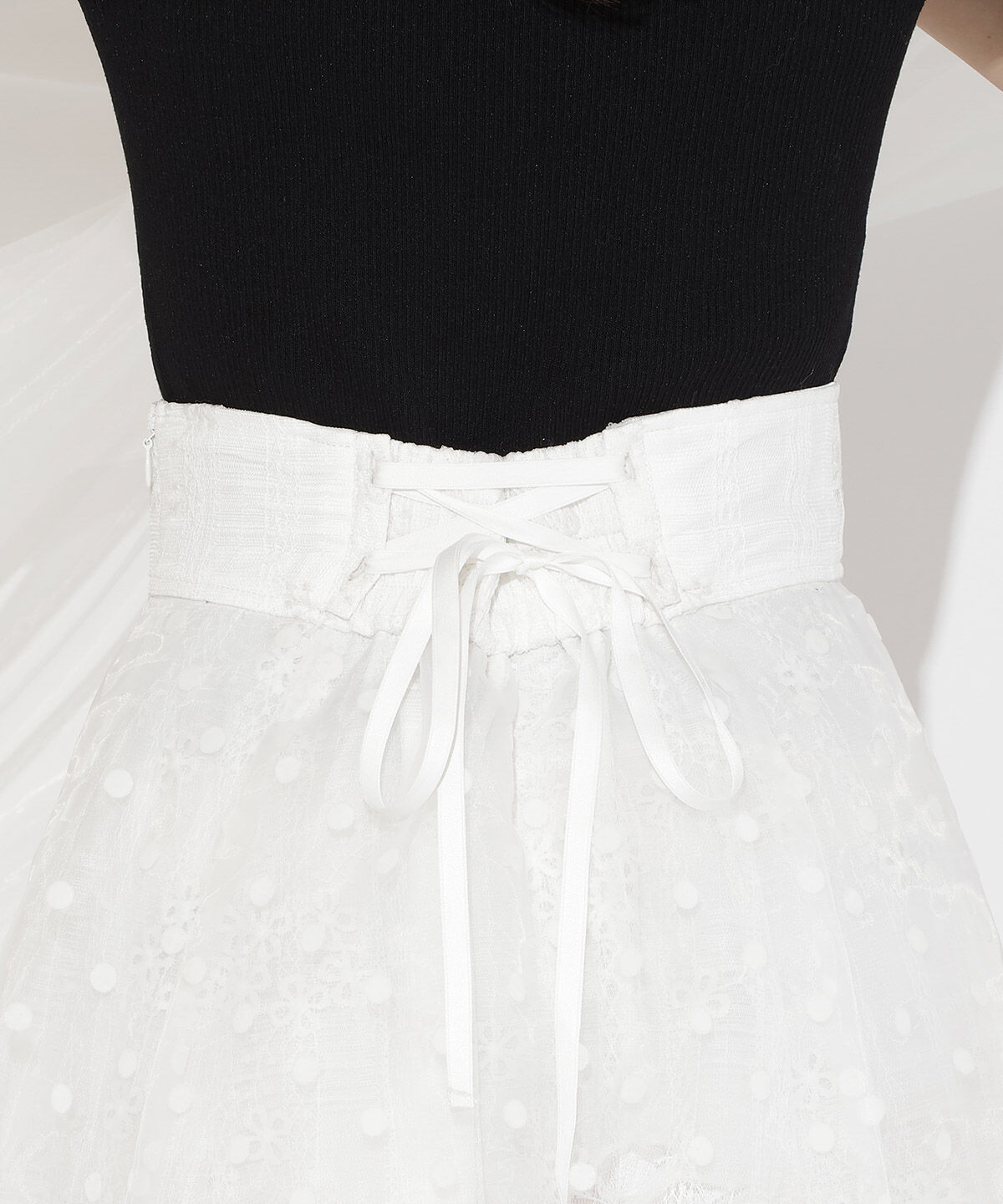 WILLSELECTION「ドット&times;レースレイヤードスカート」|フレア|