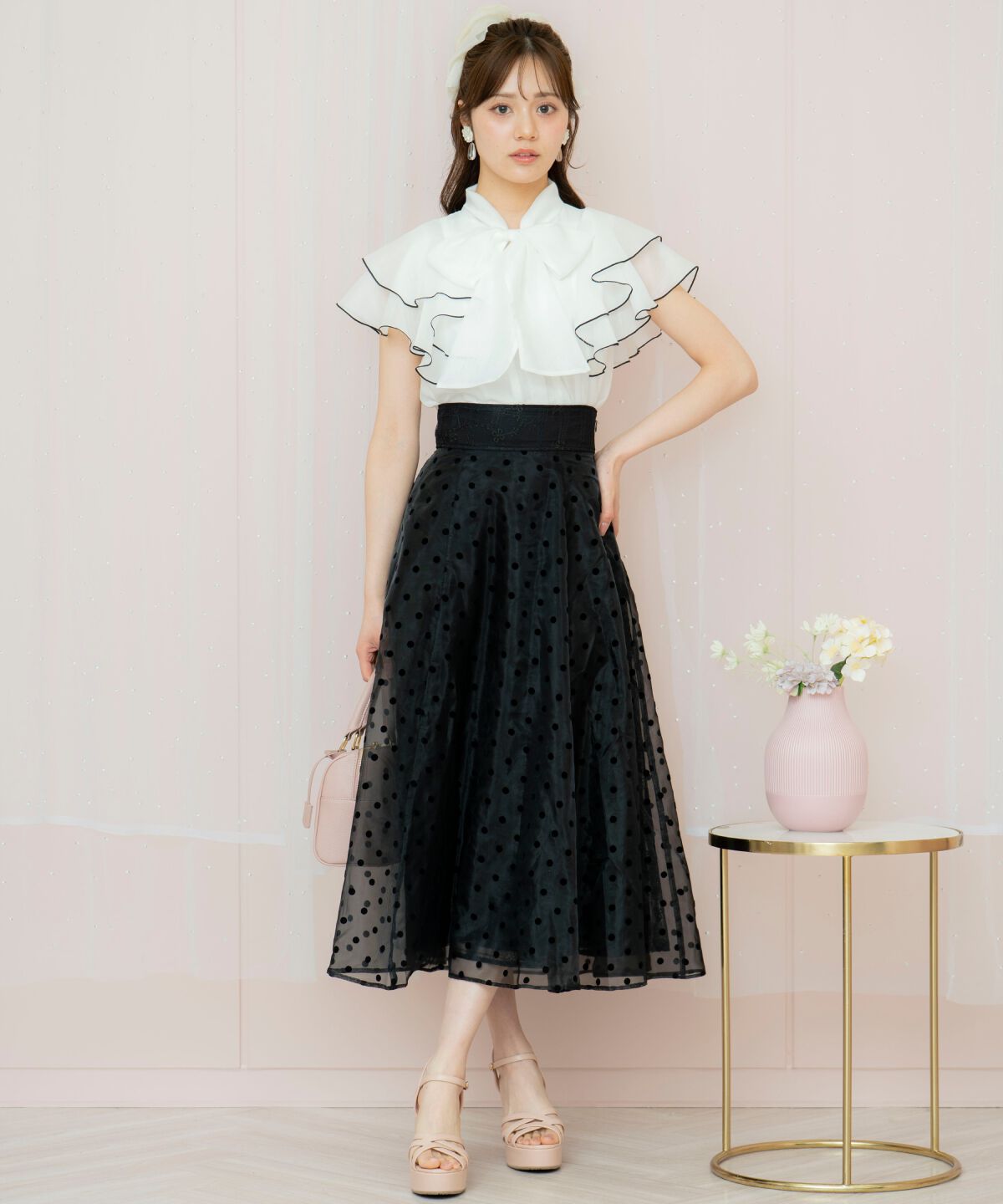 WILLSELECTION「ドット&times;レースレイヤードスカート」|フレア|