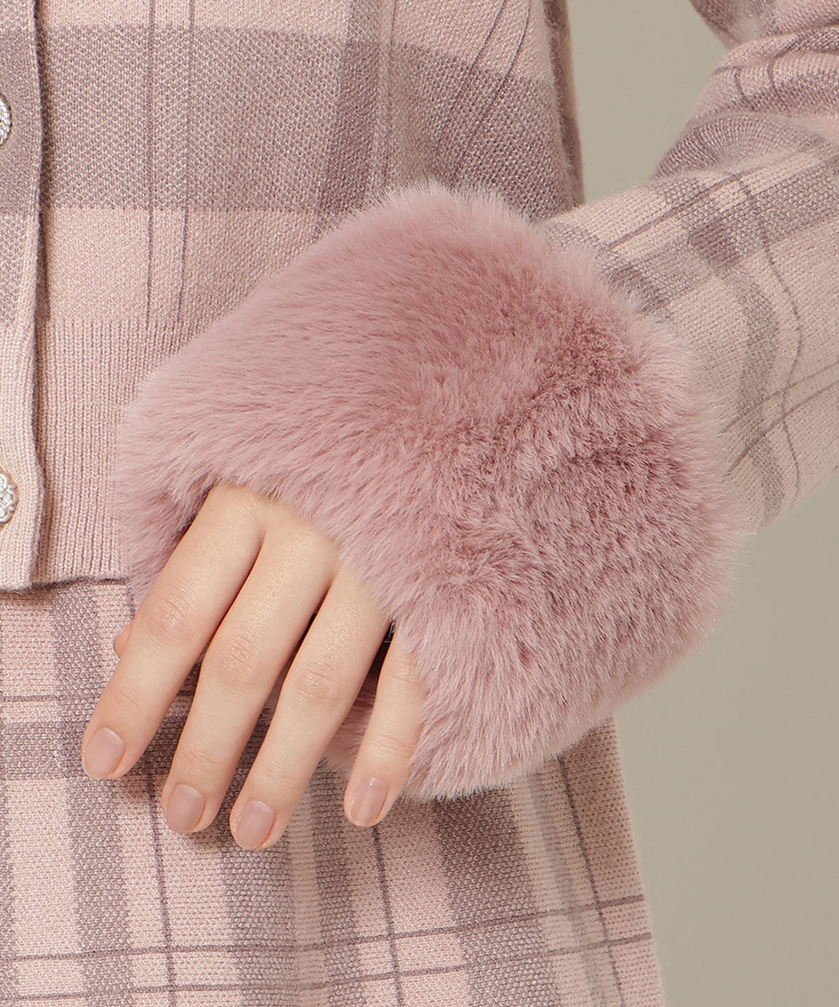 WILLSELECTION「チェック柄ファーカフスカーディガン」|カーディガン|