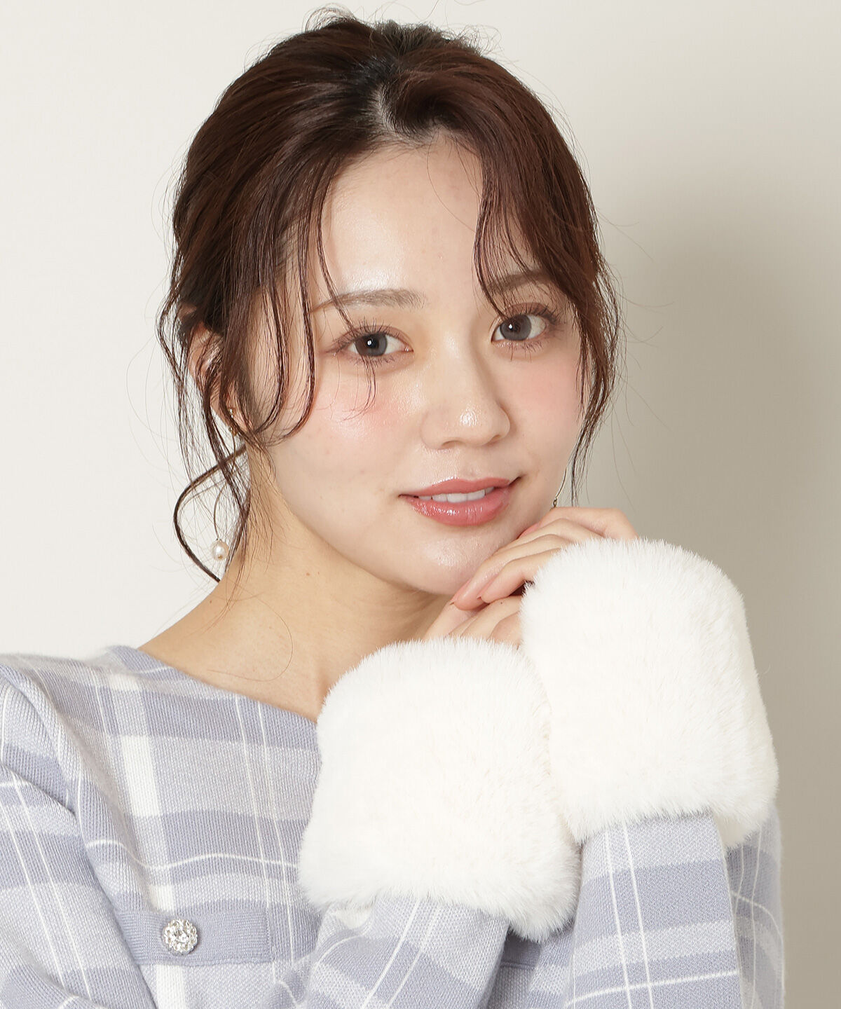 WILLSELECTION「チェック柄ファーカフスカーディガン」|カーディガン|