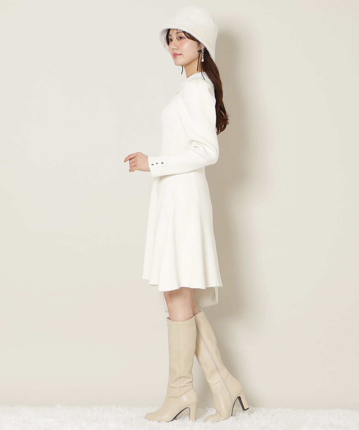 WILLSELECTION「リボンレースカラーニットワンピース」|ワンピース|