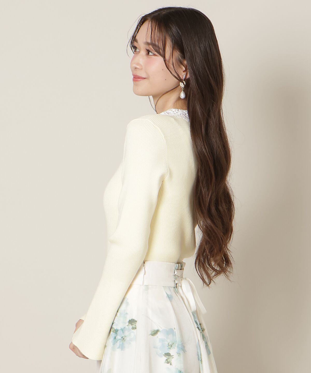 WILLSELECTION「リボンレースカラーフレアスリーブニット」|ニット・セーター|