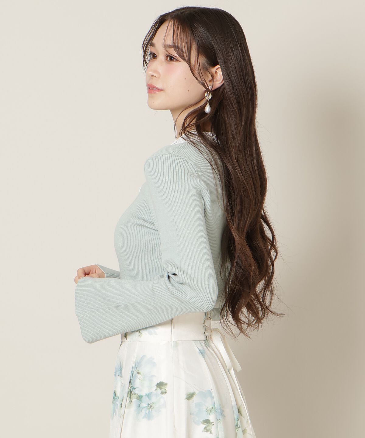 WILLSELECTION「リボンレースカラーフレアスリーブニット」|ニット・セーター|