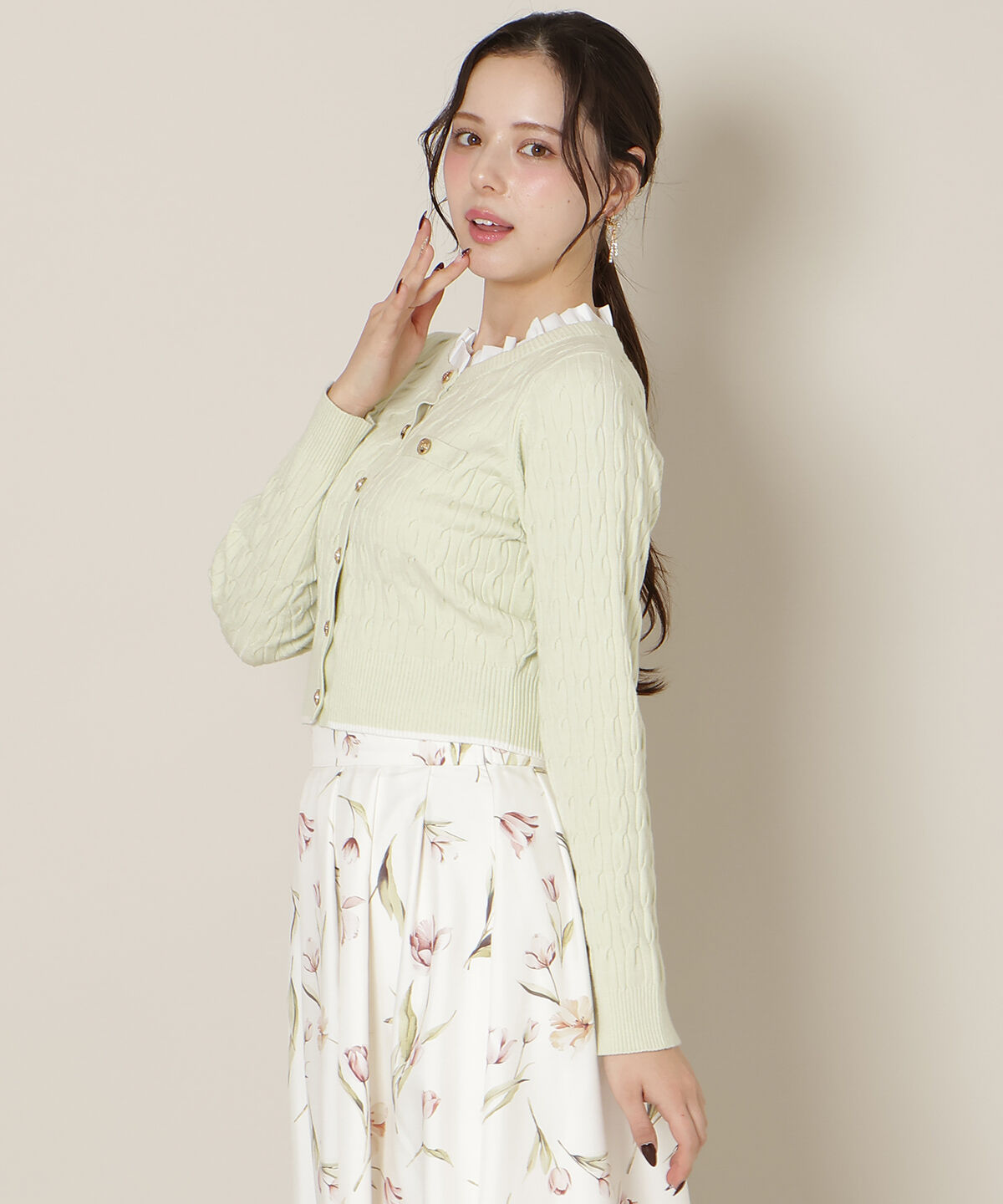 WILLSELECTION「フリルレイヤードケーブルニット」|ニット・セーター|