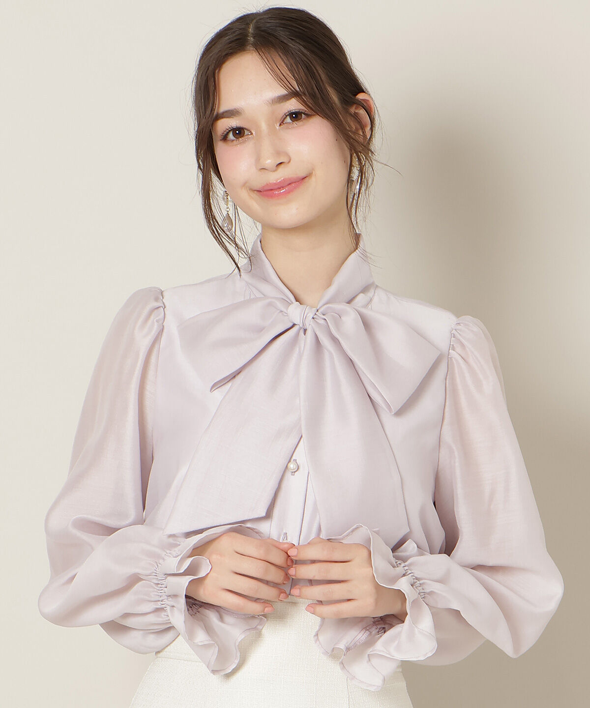 WILLSELECTION「フリルスリーブシアーボウタイブラウス」|シャツ・ブラウス|ラベンダー