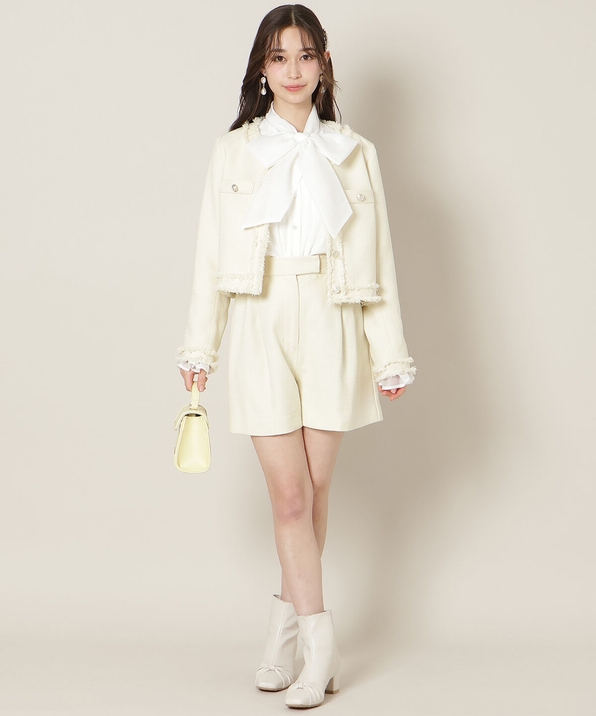 WILLSELECTION「ノーカラーフリンジツイードジャケット」|ノーカラージャケット|