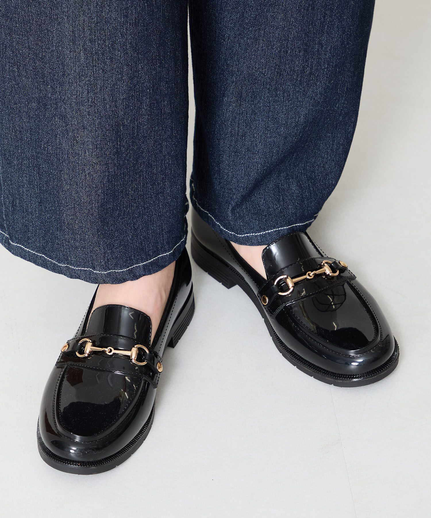 ORiental TRaffic「【防水】ビットモチーフ PVC レイン ローファー /R-1021 柔らかい 通勤 ゆったり」|パンプス|