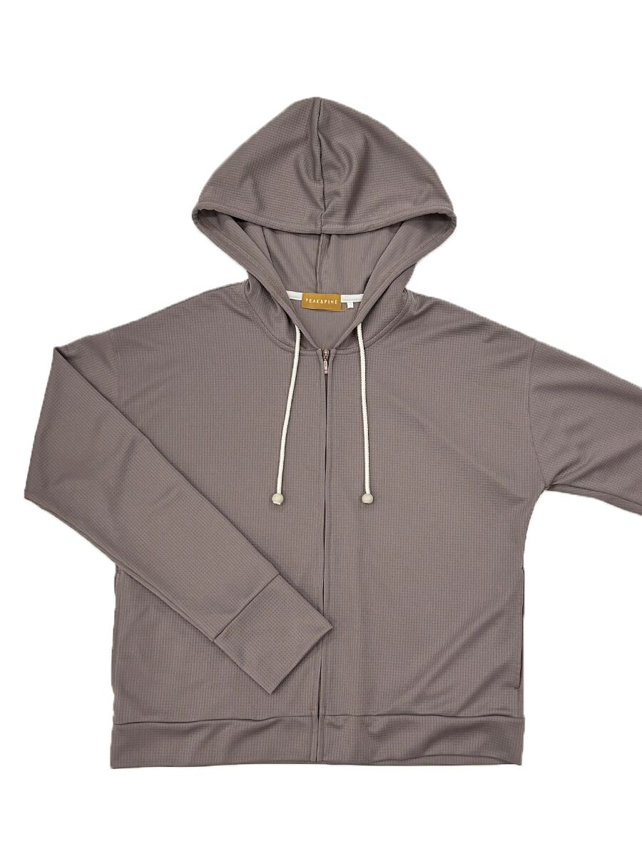 PEAK&PINE「【お水OK！リゾートウェア】UPF50＋ゆったりサイズワッフル素材UVカットパーカー/ラッシュガード」|パーカー|チャコールグレー